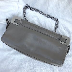BCBGMAXAZRIA gray silver chain clutch shoulder bag
